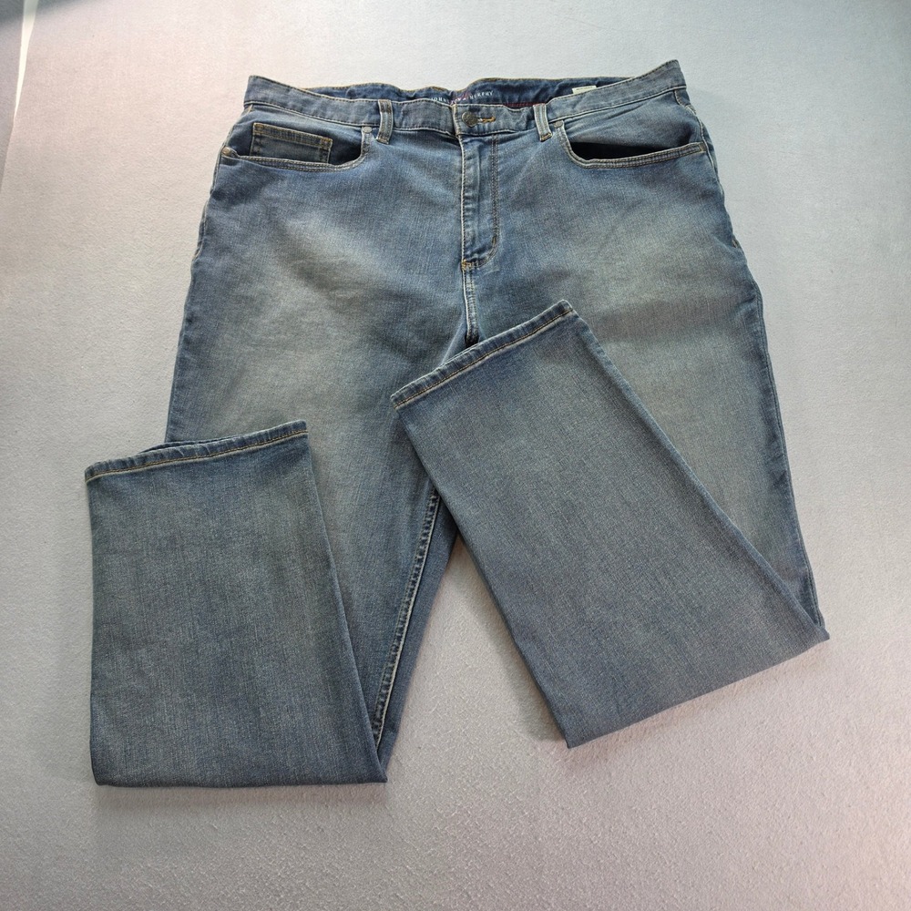 Johnston & Murphy Mens 38x30 Medium Wash Stretch Straight Leg Denim Jeans Blue